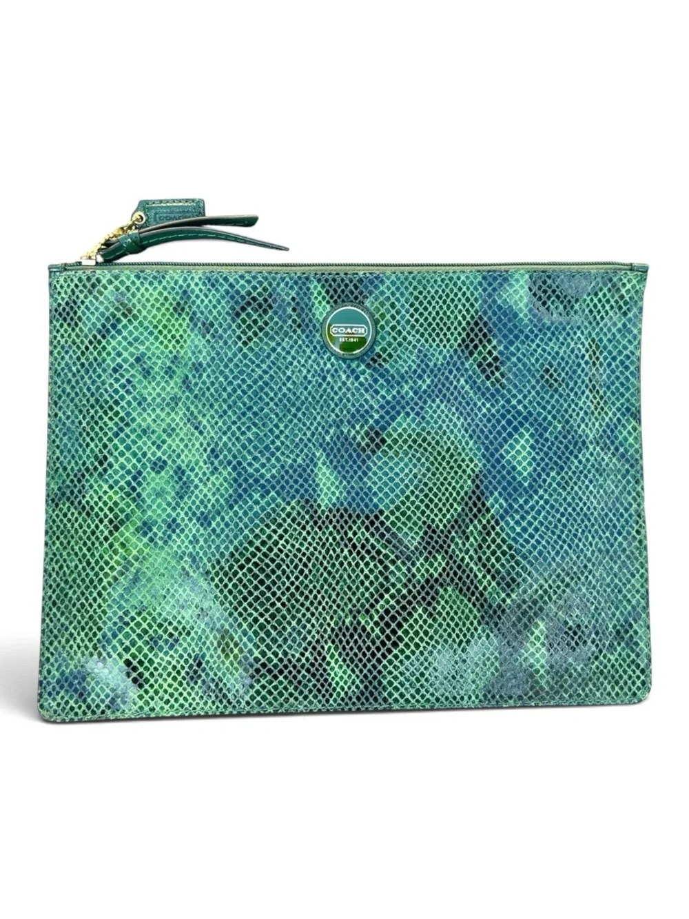 ✨💎RARE💎✨NWOT COACH 1941 Python Green & Black Wristlet Clutch w/ Hangtag.